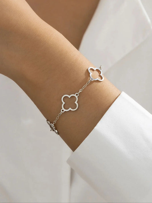 1Pc Lucky Luxury Fashion Flower Decor Bracelet for Women for Daily Decoration Gifts for Friends Mom Gifts Party Favors Jewelry