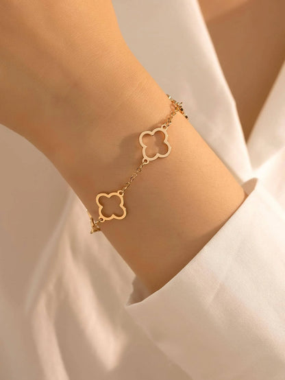 1Pc Lucky Luxury Fashion Flower Decor Bracelet for Women for Daily Decoration Gifts for Friends Mom Gifts Party Favors Jewelry